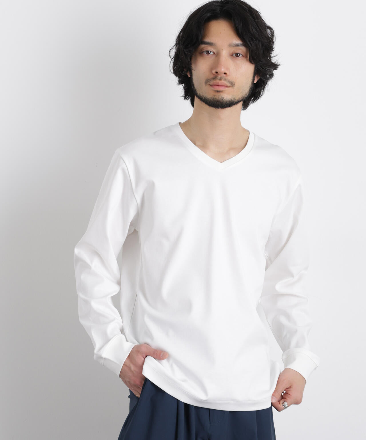 アンチスメルVネックTシャツ 長袖 6726123202