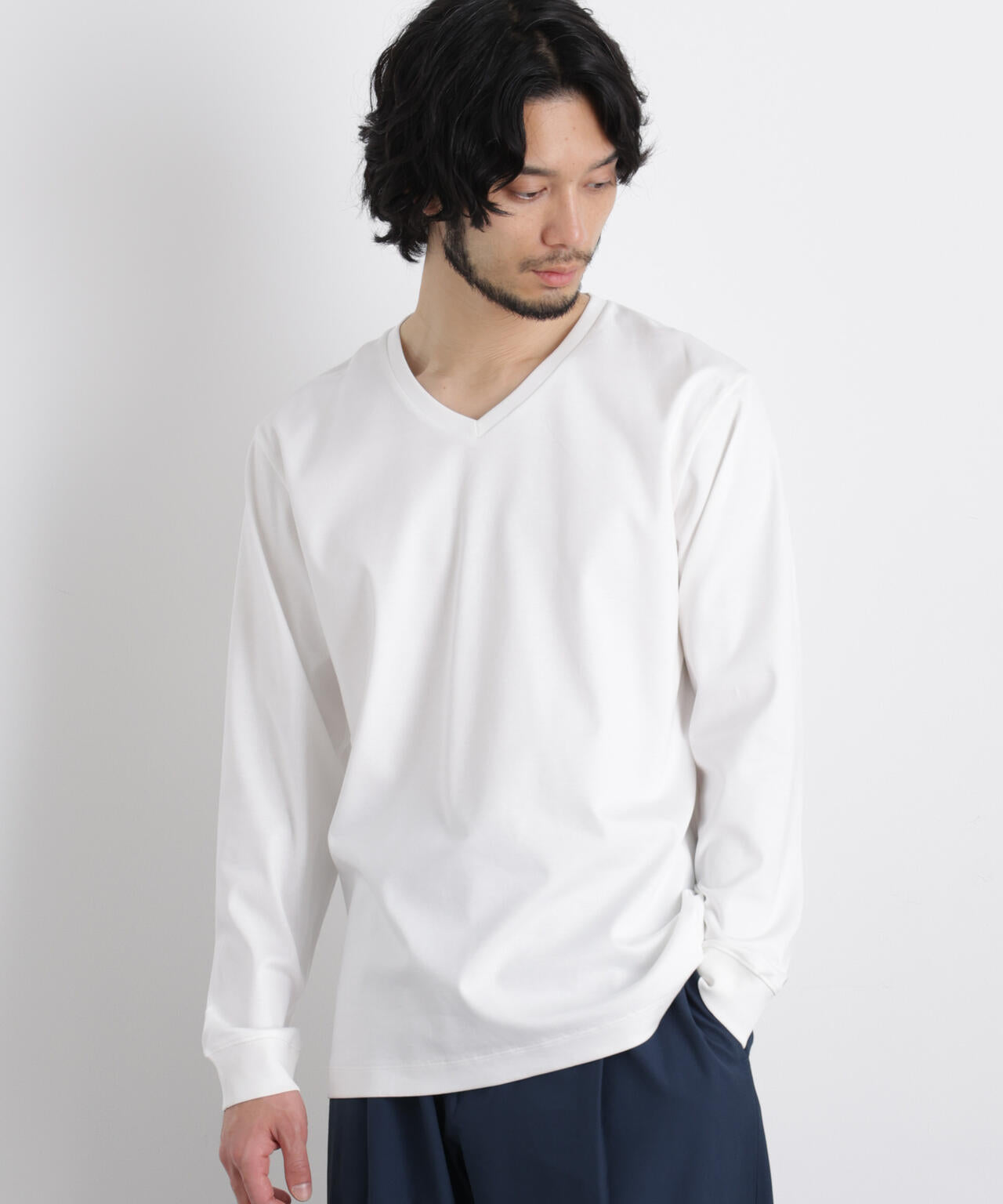 アンチスメルVネックTシャツ 長袖 6726123202