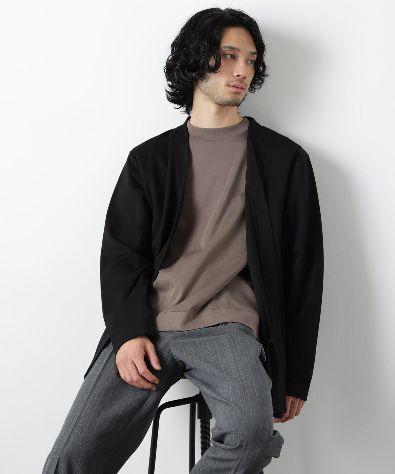 ダブルジャージー着流しカーディガン