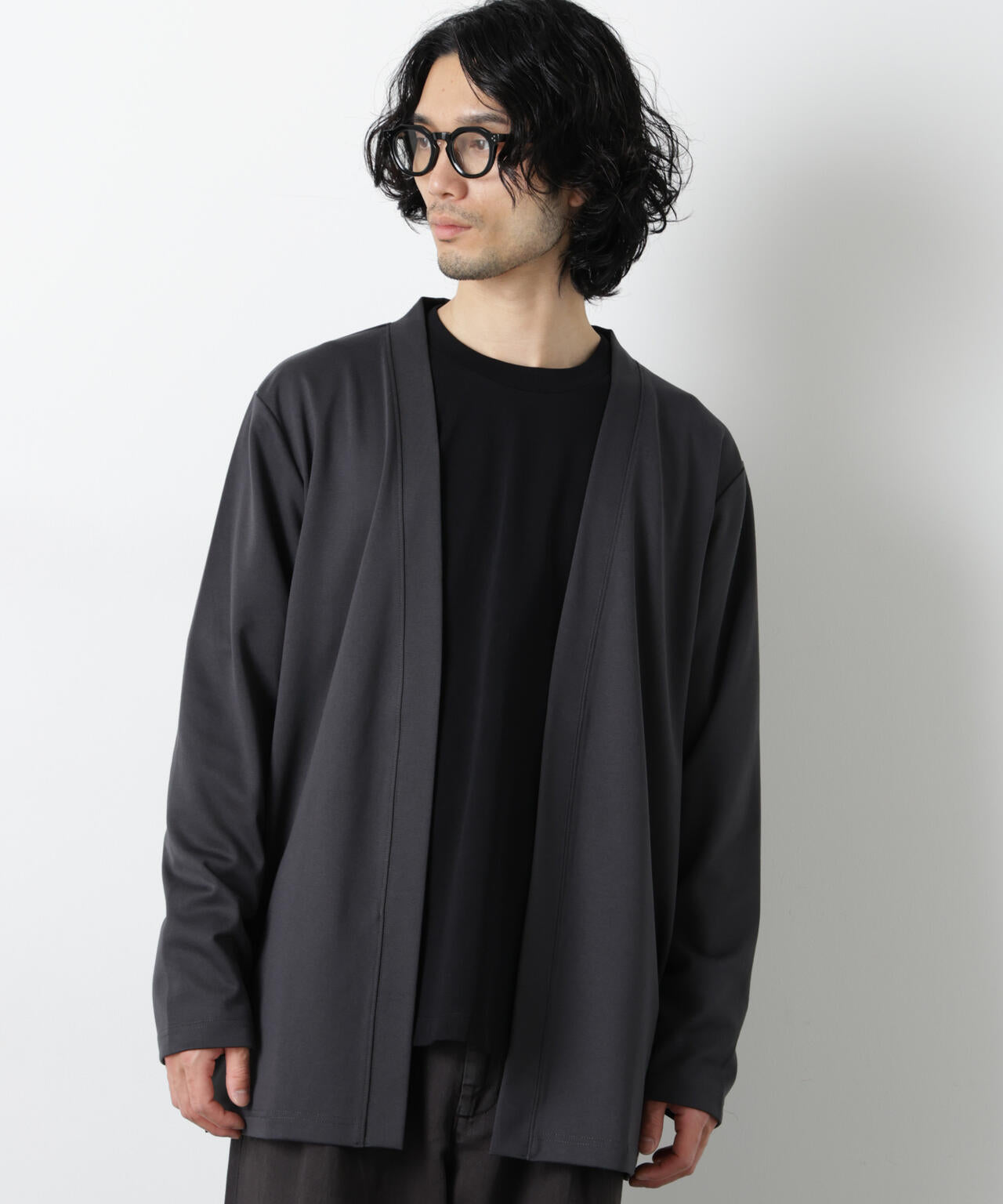 ダブルジャージー着流しカーディガン