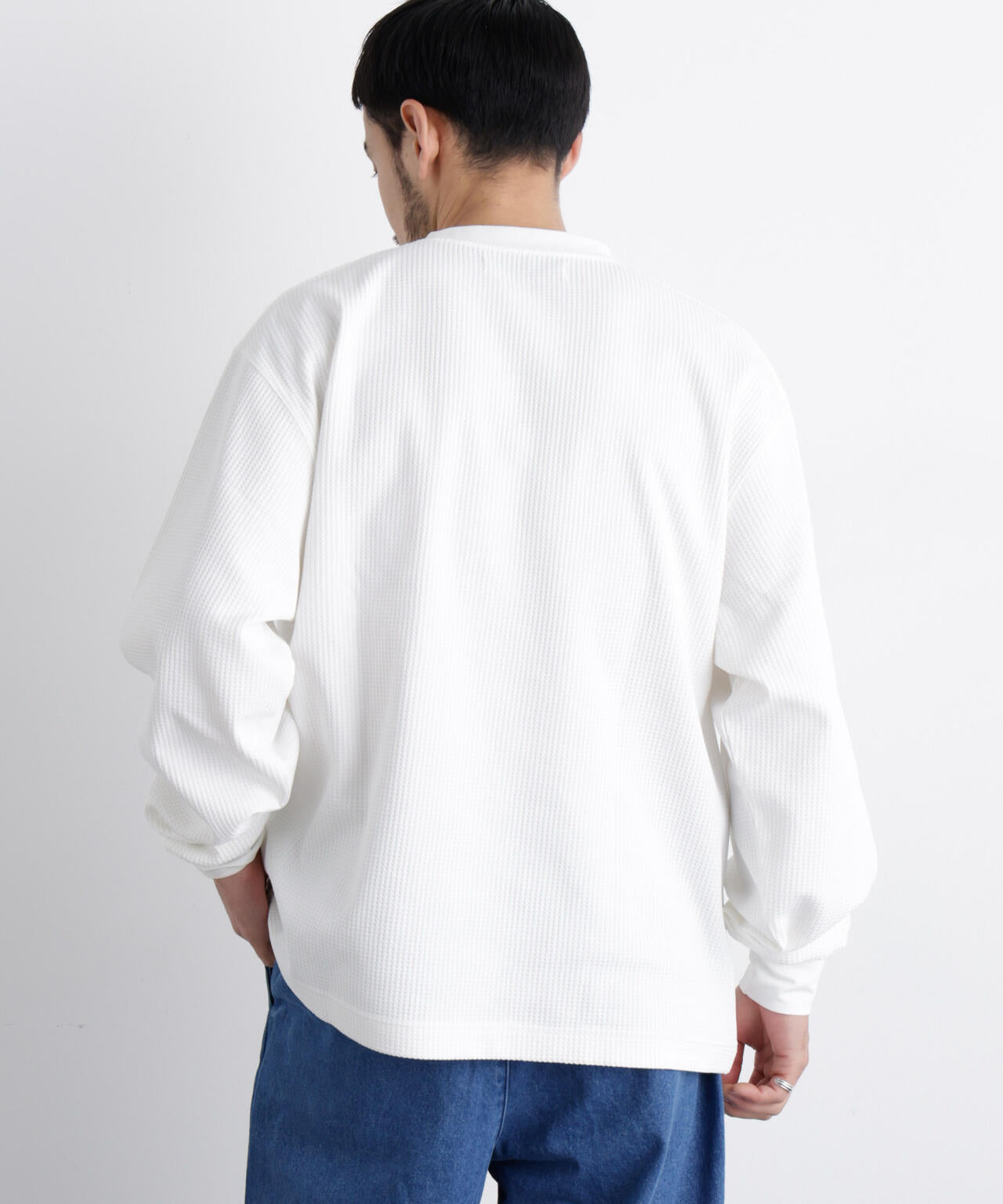 ワッフルプルオーバーTシャツ 長袖