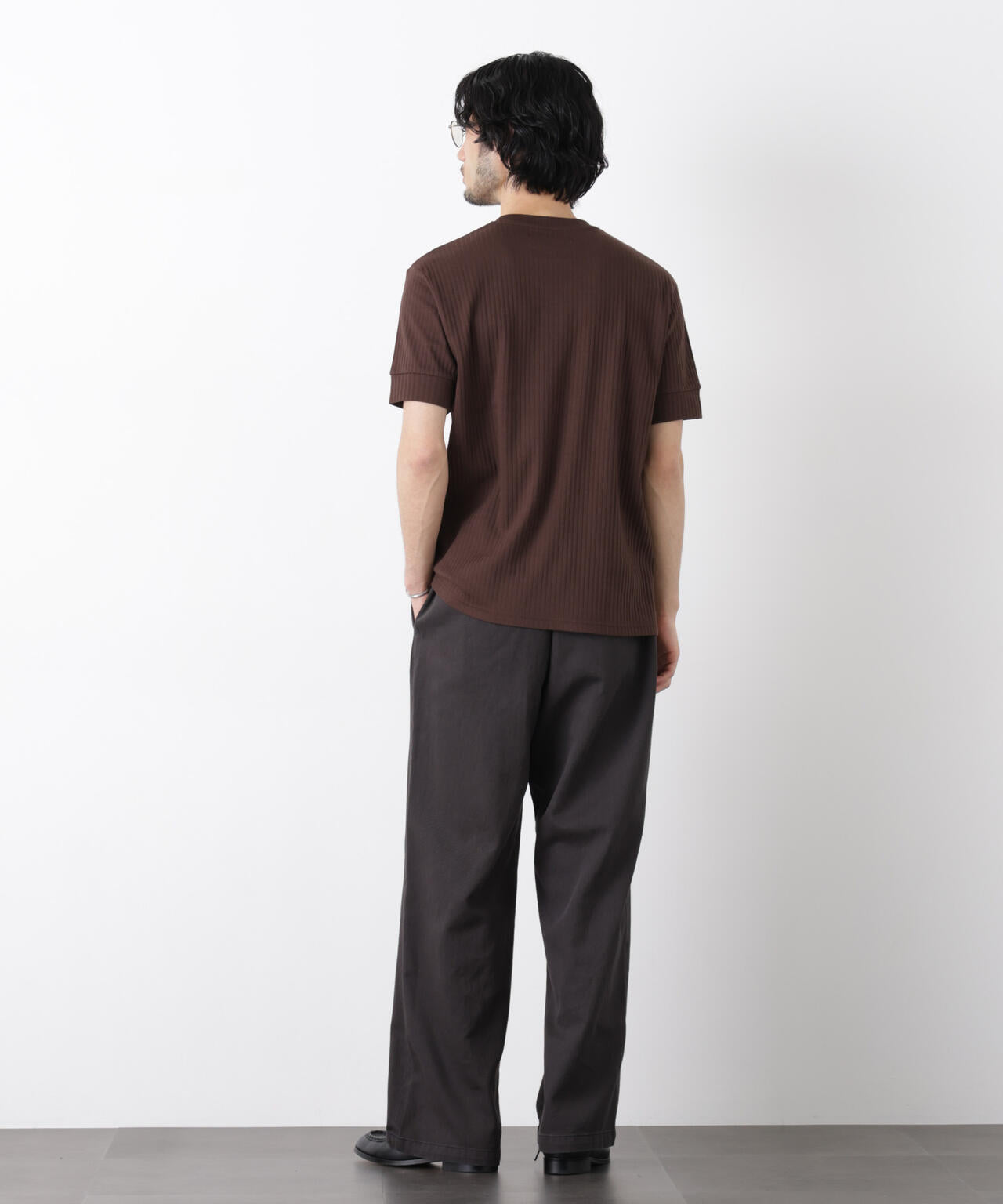 ワイドリブスタンダードヘンリーネックTシャツ 半袖 6726124214