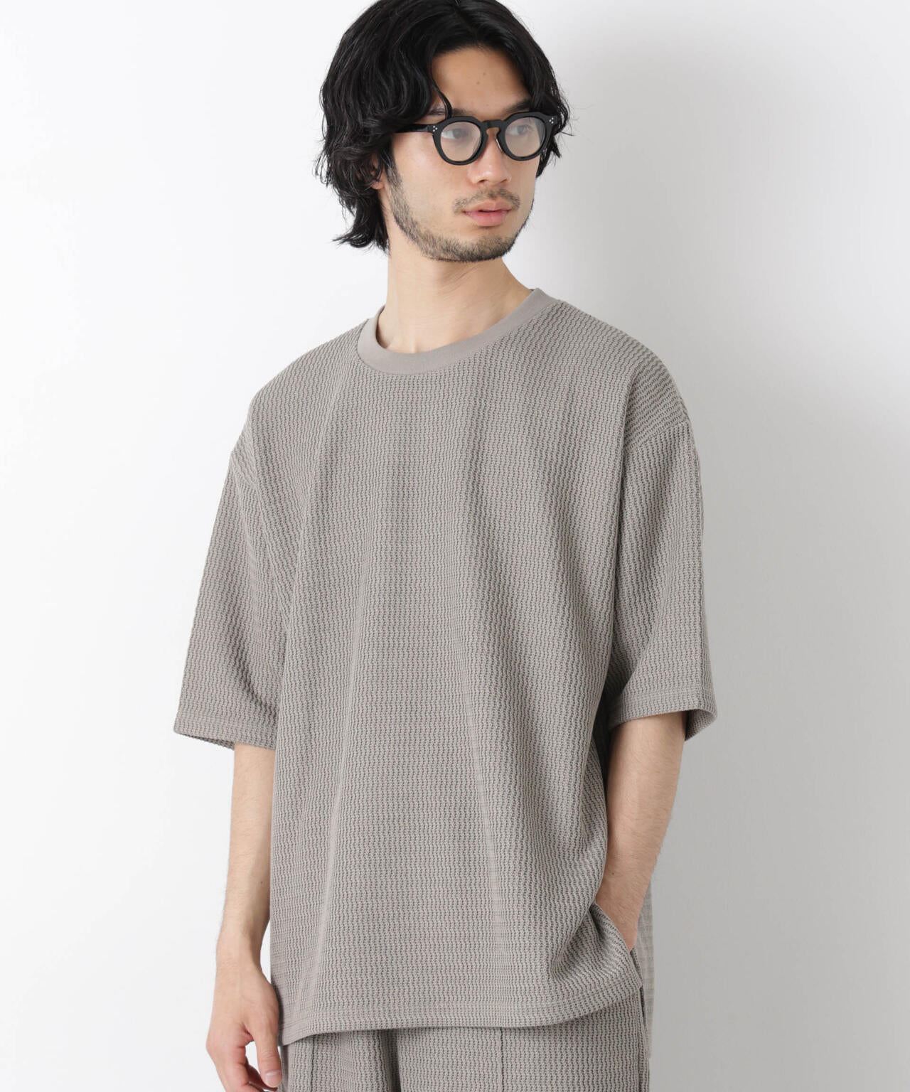 ジャガードニットソーTシャツ 半袖（セットアップ可） 6726124218