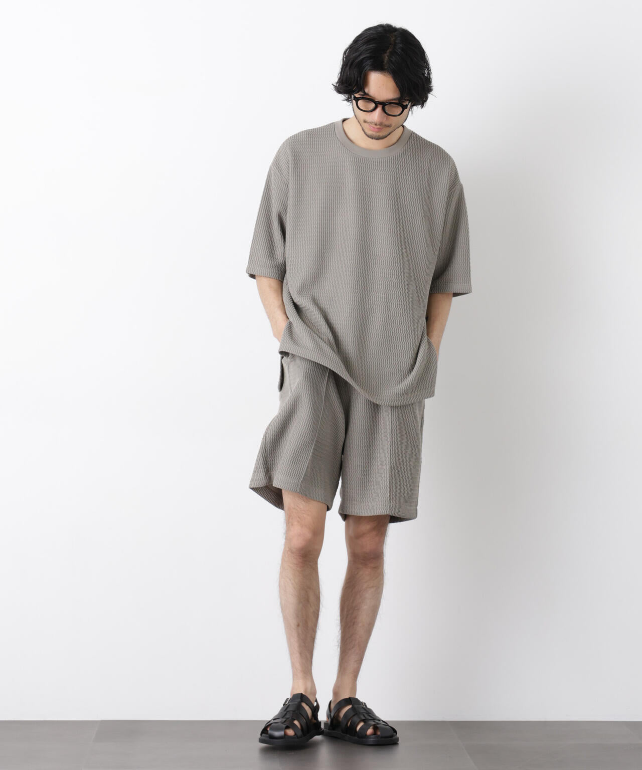 ジャガードニットソーTシャツ 半袖（セットアップ可） 6726124218