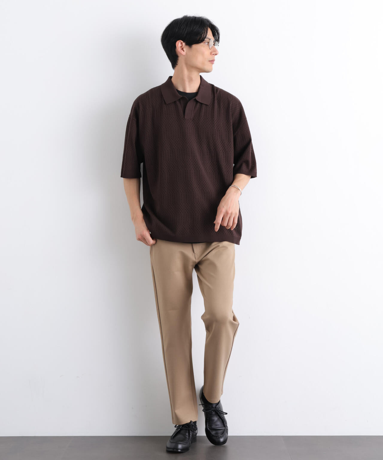WEB限定/スキッパーテックニットポロシャツ/半袖 6726124219