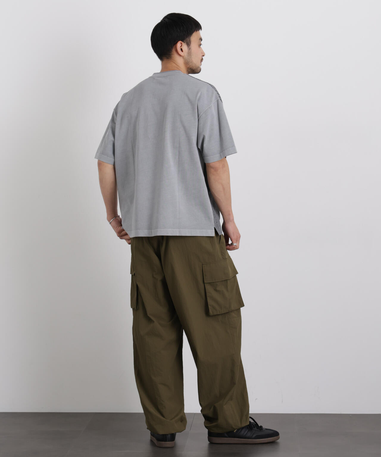 オーバーダイジャガードストライプヘンリーTシャツ 半袖 6726124221