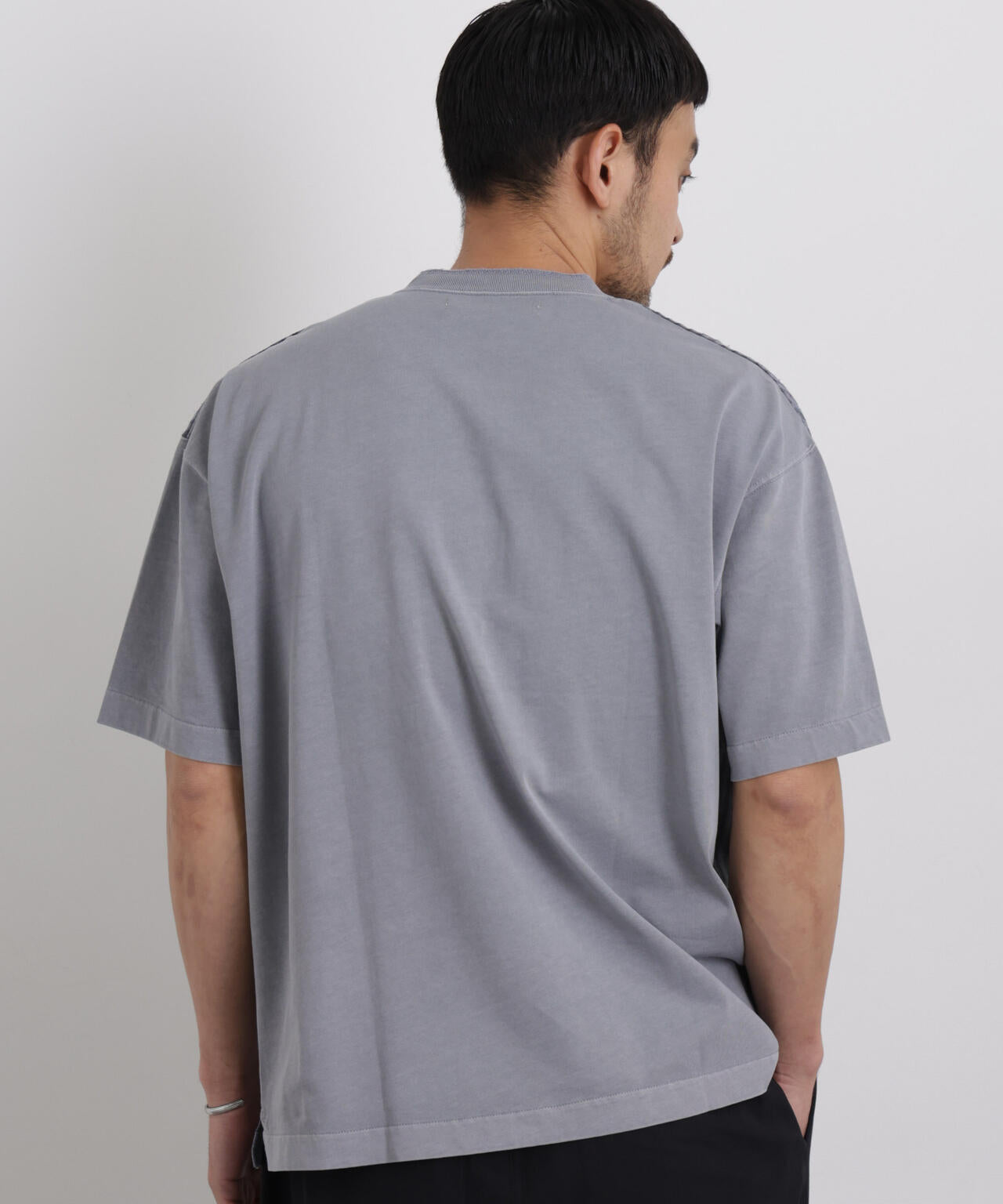 オーバーダイジャガードストライプヘンリーTシャツ 半袖 6726124221