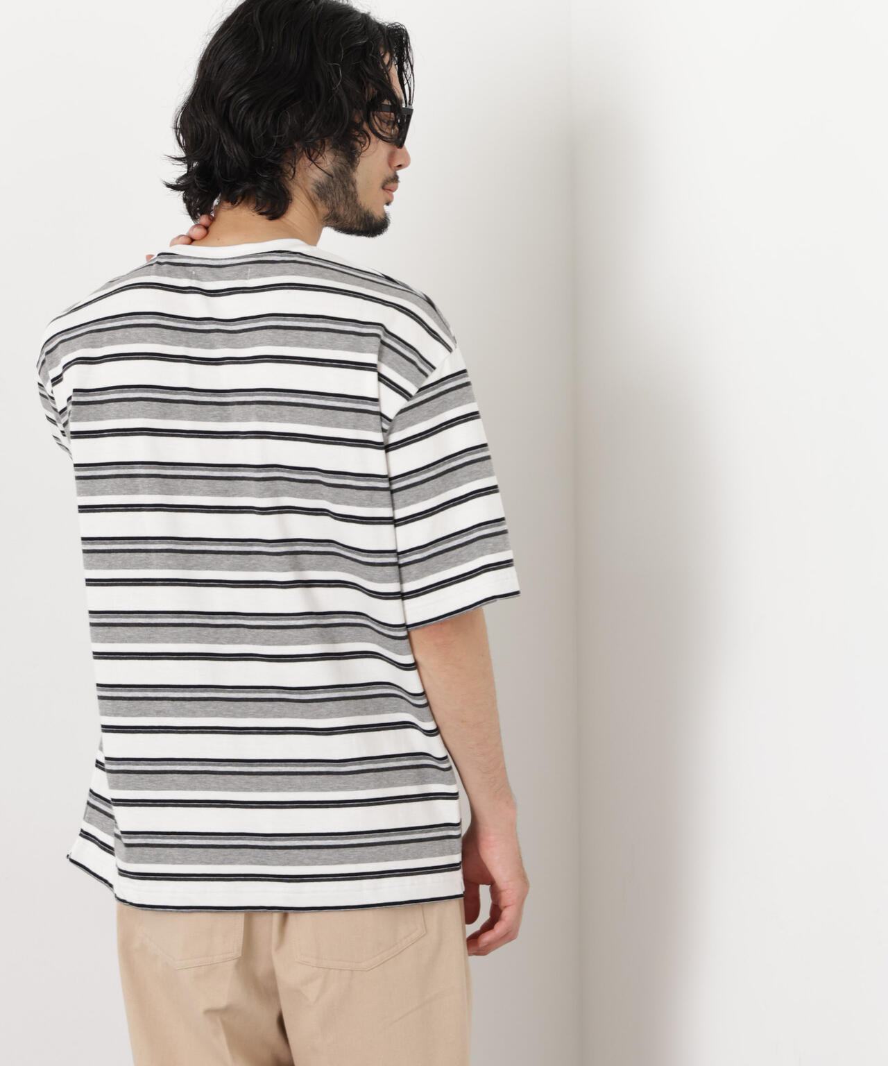コーマコットンランダムボーダーTシャツ 6726124223