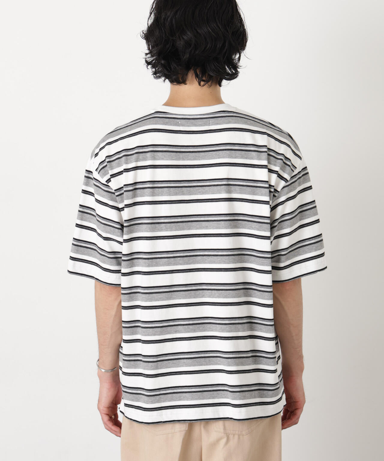 コーマコットンランダムボーダーTシャツ 6726124223