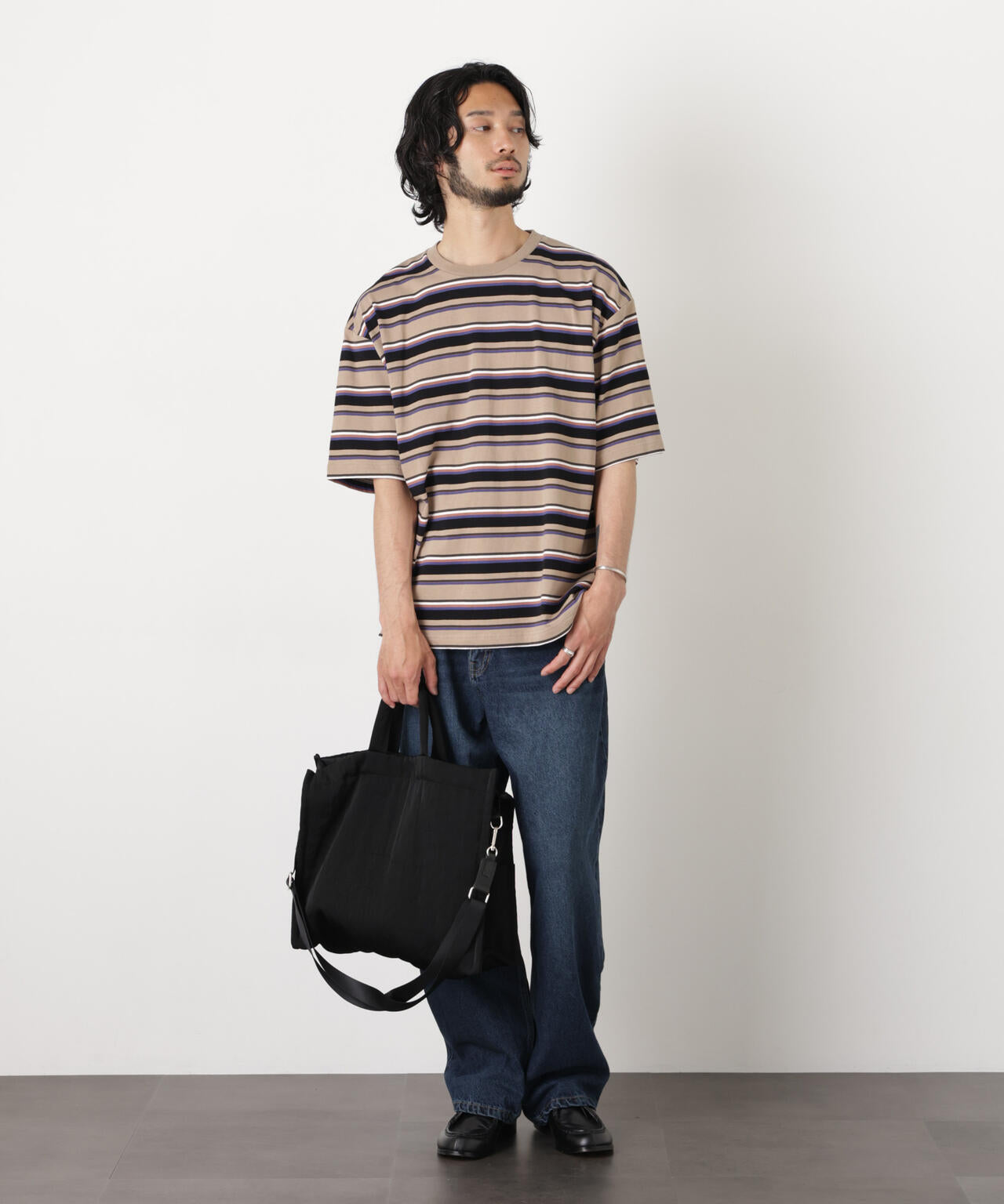 コーマコットンランダムボーダーTシャツ 6726124223