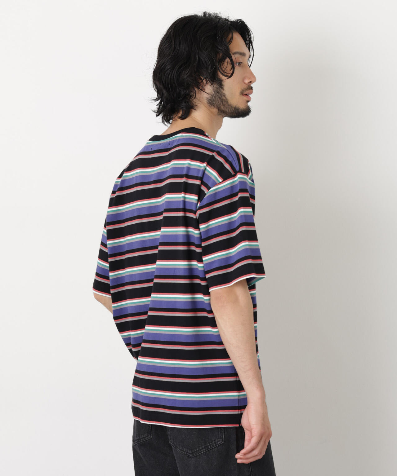 コーマコットンランダムボーダーTシャツ 6726124223