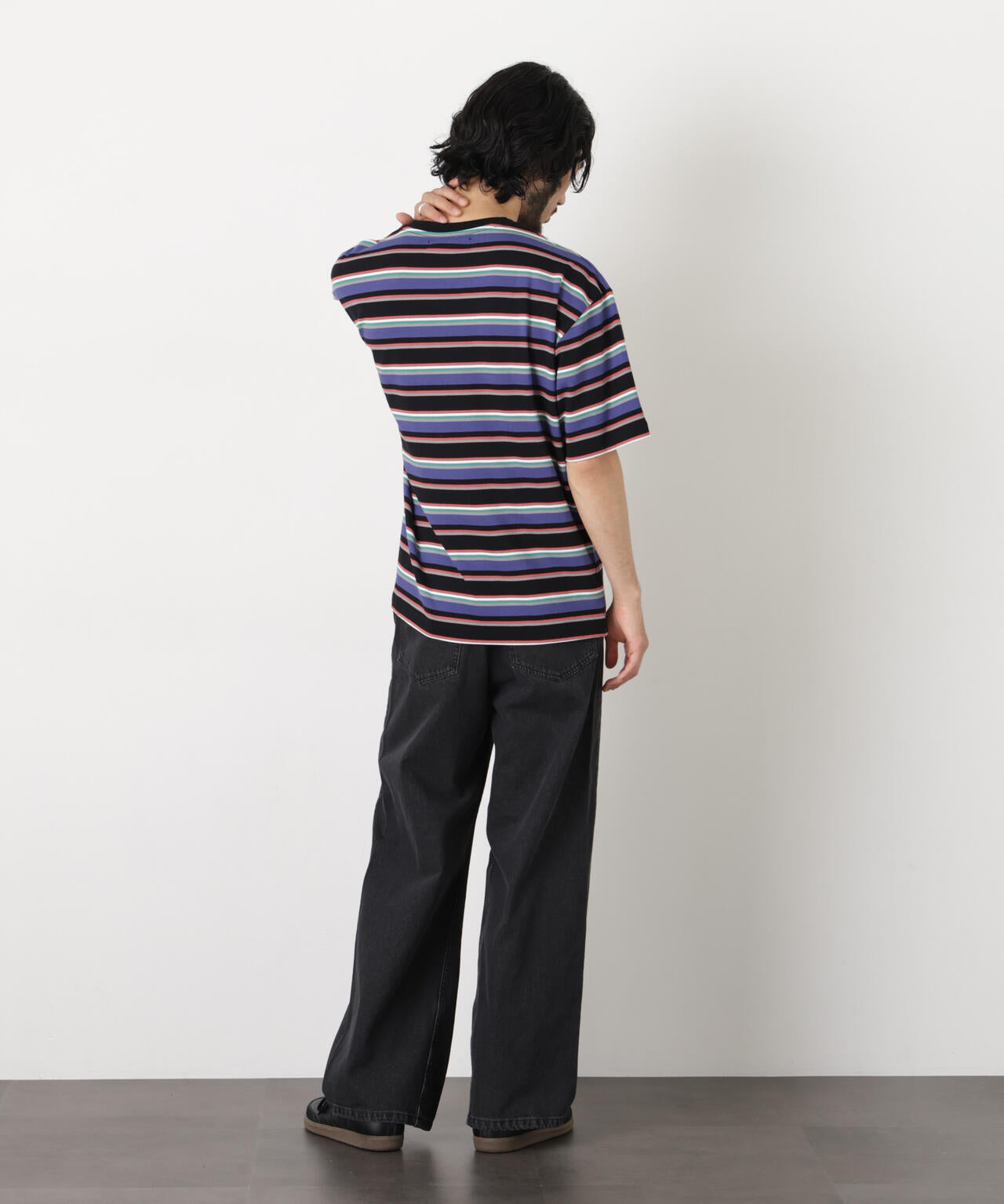 コーマコットンランダムボーダーTシャツ 6726124223