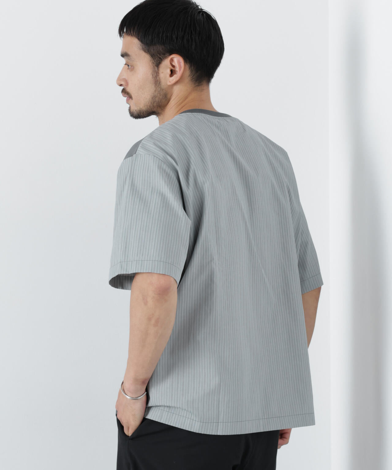スムース布帛ドッキングTシャツ 半袖 6726124229