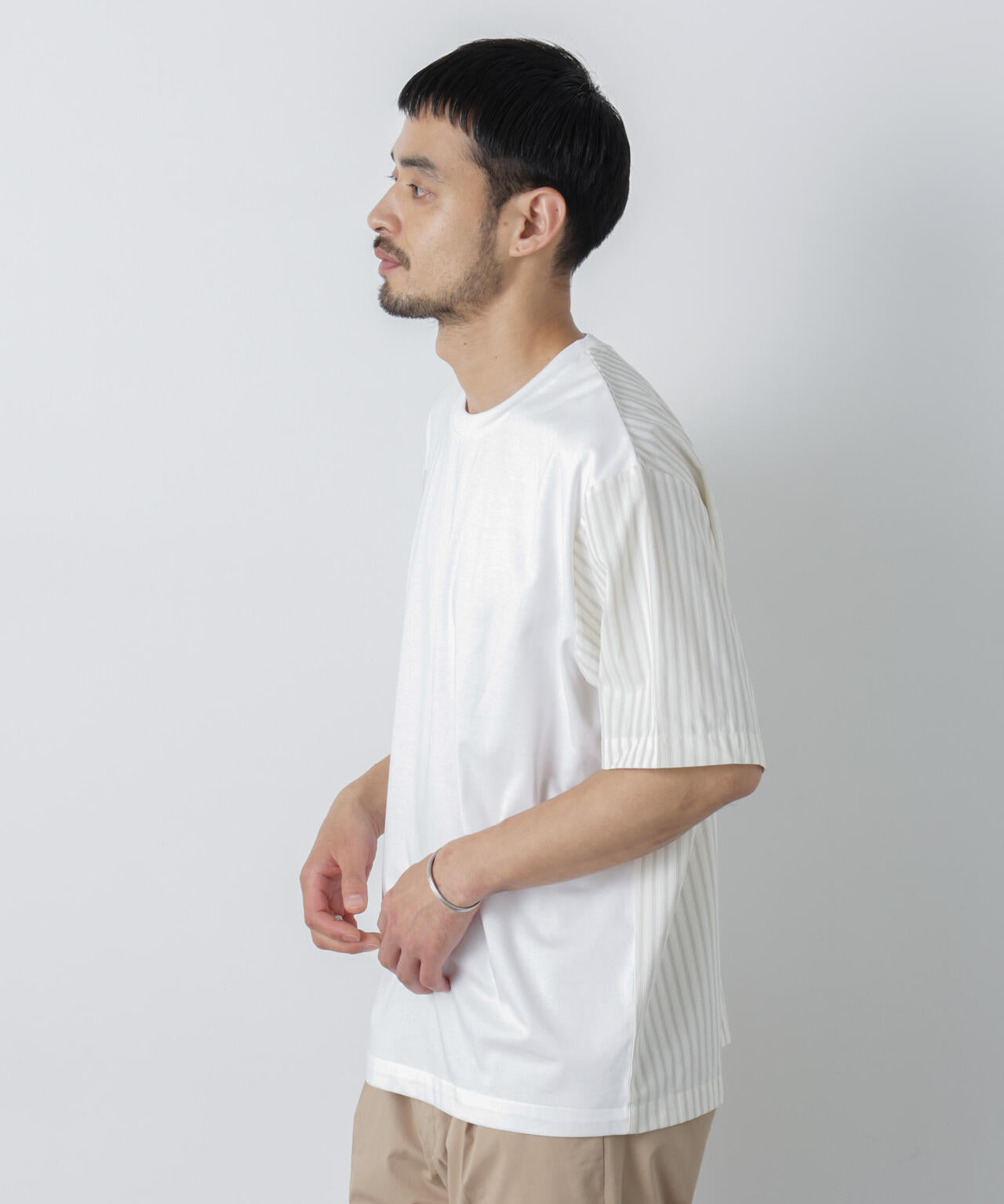 スムース布帛ドッキングTシャツ 半袖 6726124229