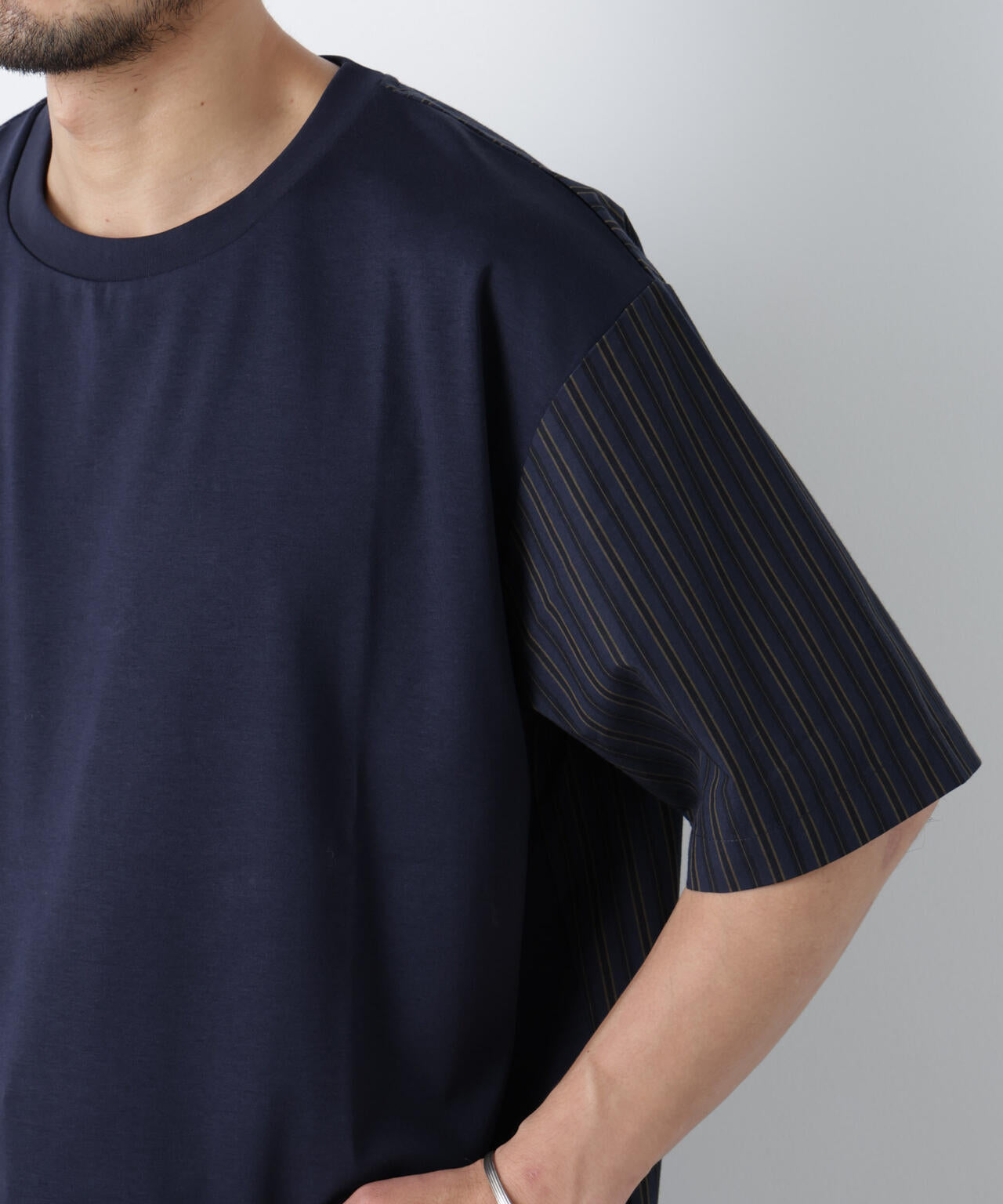 スムース布帛ドッキングTシャツ 半袖 6726124229