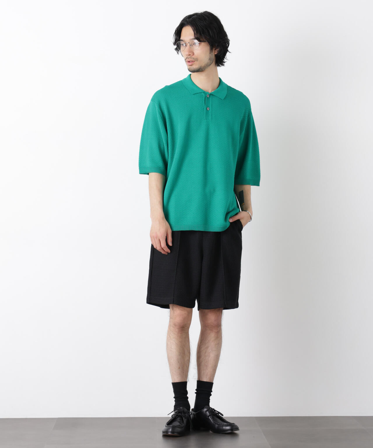 クロノス　長袖カットソー ショートパンツ　セットアップ ジャガードニットソーショートパンツ（セットアップ可）