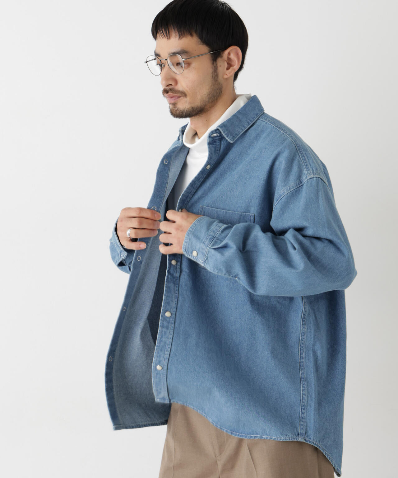 8.5oz ドレープデニムシャツ 長袖 6726220208