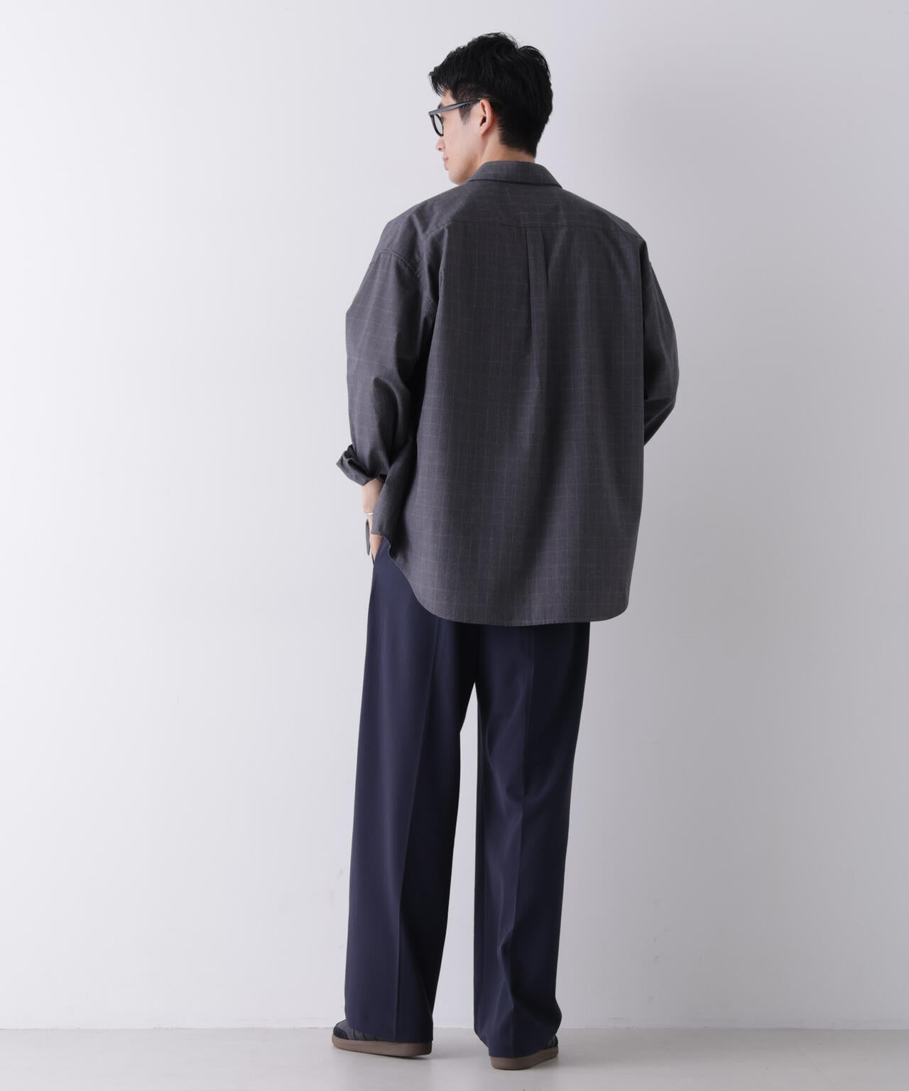 ビッグドレープチェックシャツ 長袖 6726220212