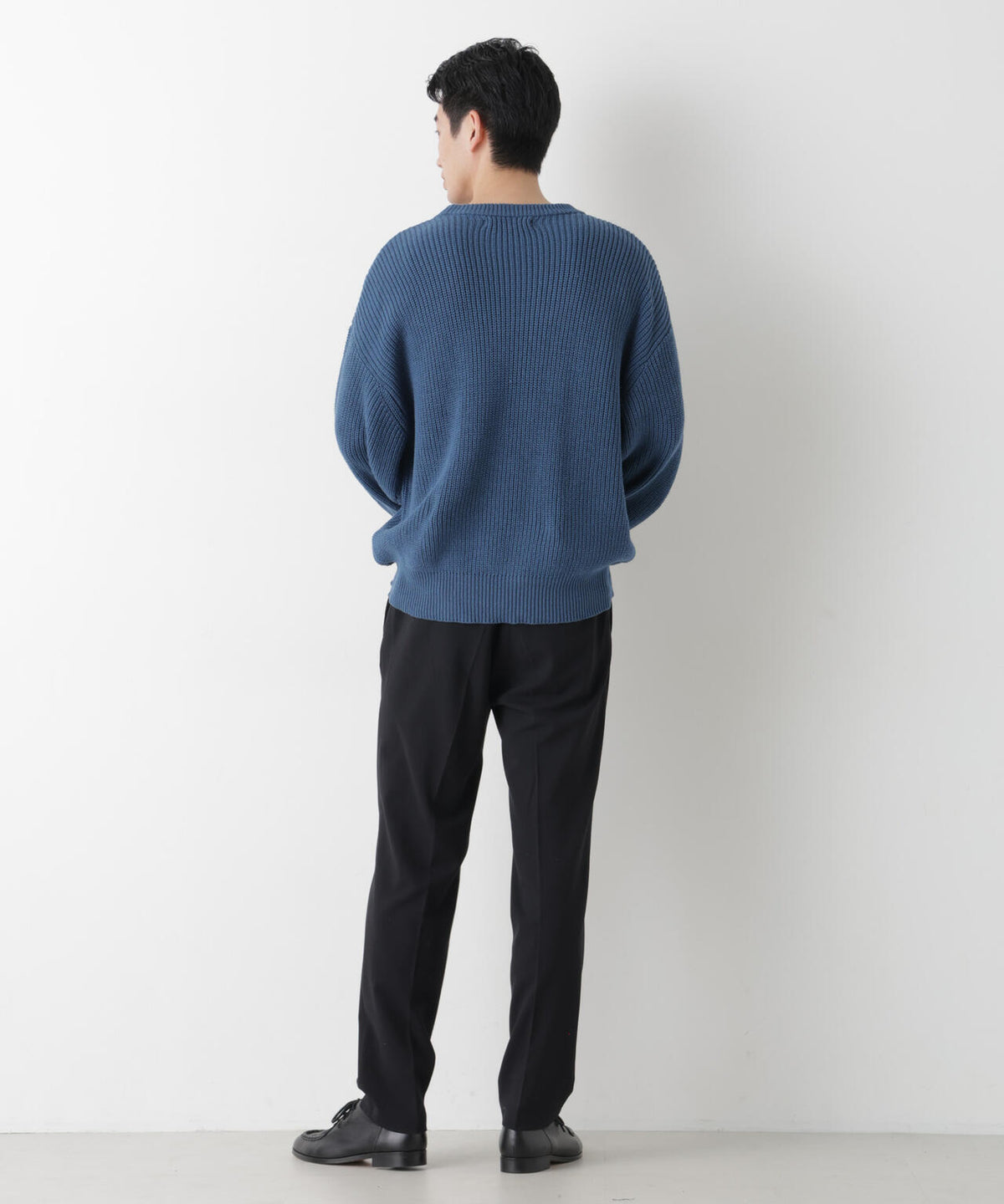 WEB限定/ワイドフィット畔編クルーネックニット 6726222227