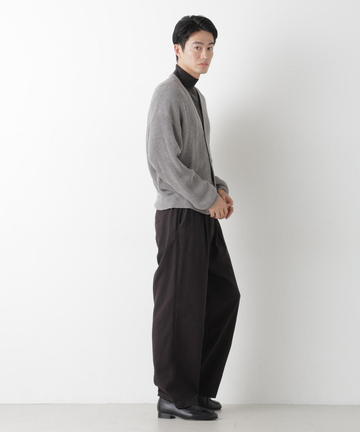 WEB限定/ワイドフィット畔編カーディガン 6726222228