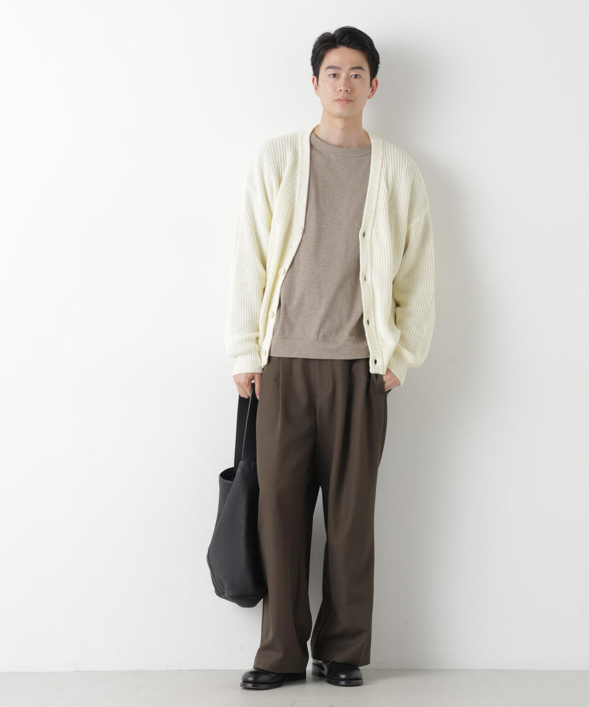 WEB限定/ワイドフィット畔編カーディガン 6726222228