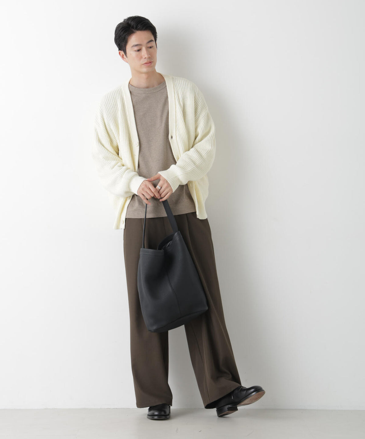 WEB限定/ワイドフィット畔編カーディガン 6726222228