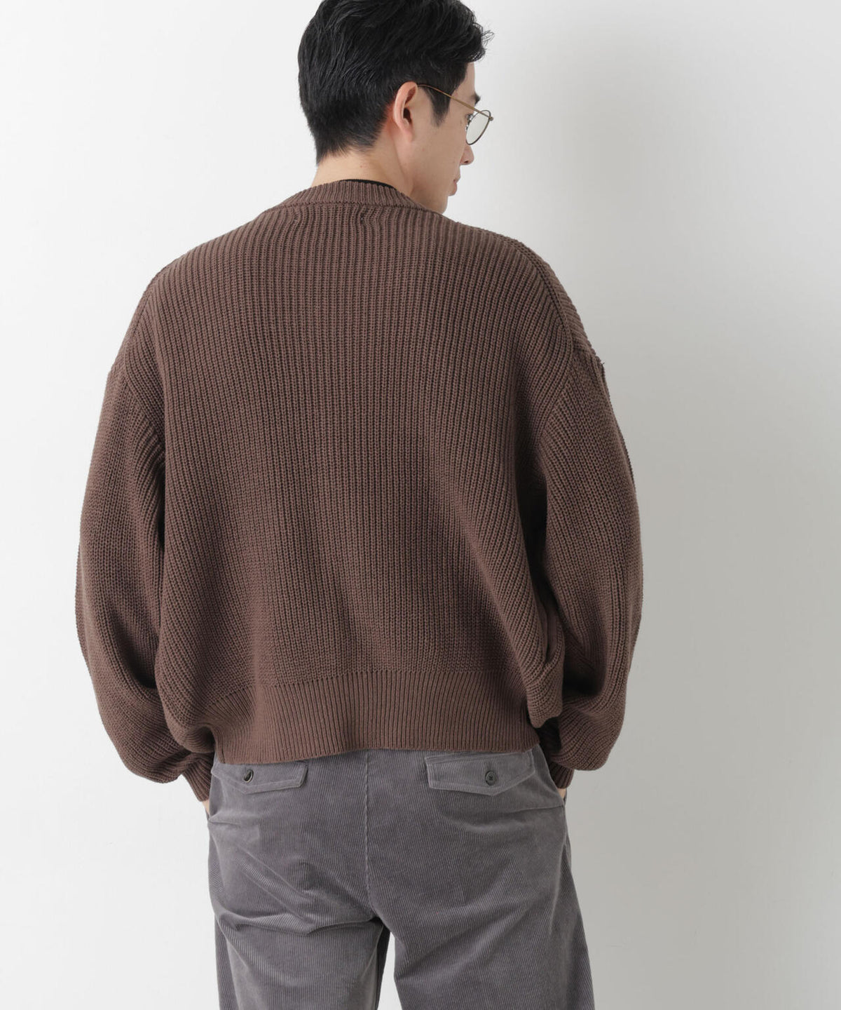 WEB限定/ワイドフィット畔編カーディガン 6726222228