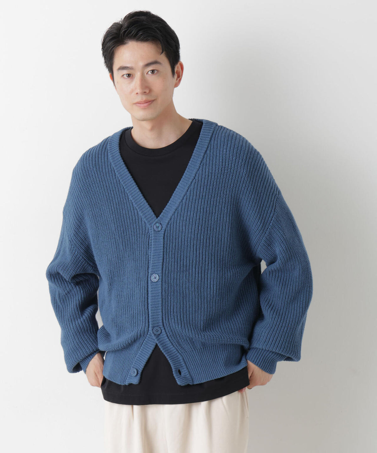 WEB限定/ワイドフィット畔編カーディガン 6726222228