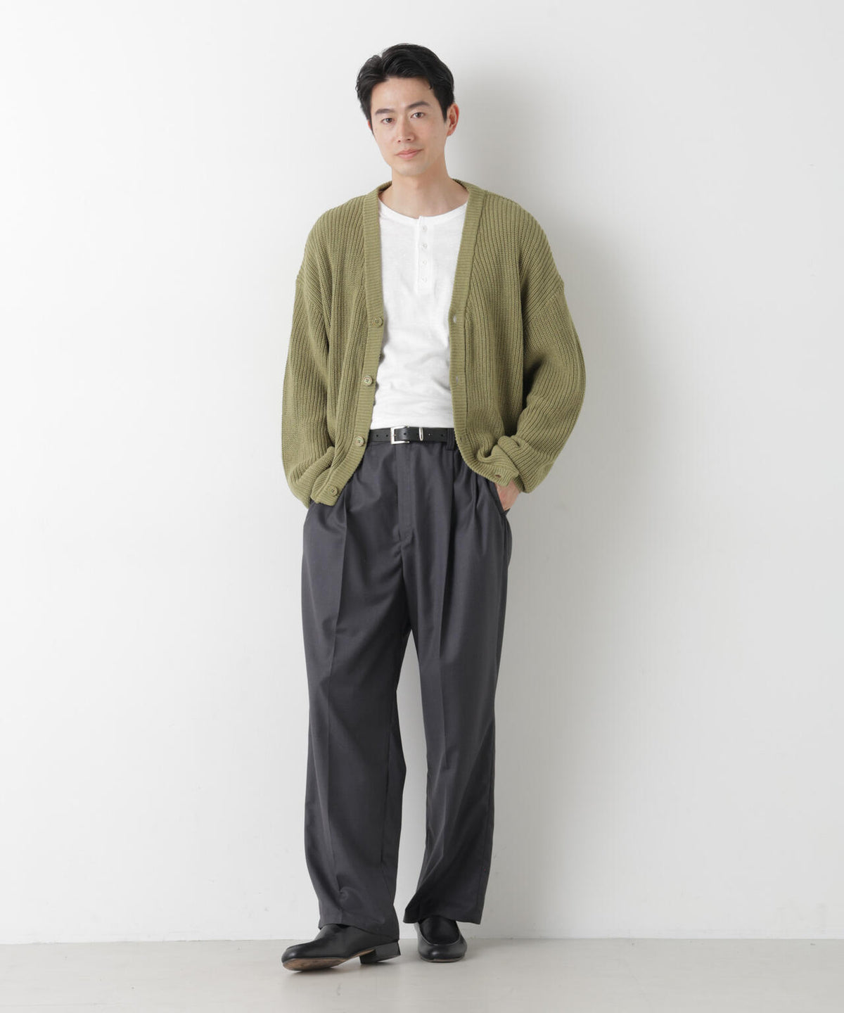 WEB限定/ワイドフィット畔編カーディガン 6726222228