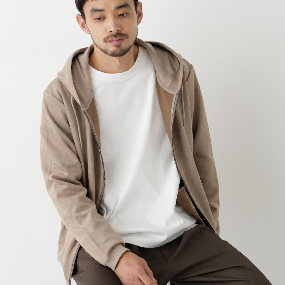 UNIF Tink Sweater フード付き フェイクスエードZIPフーディー