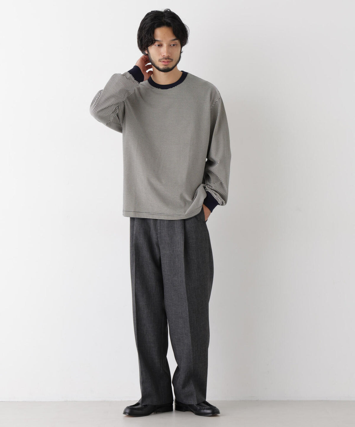 コーマコットン先染めボーダーTシャツ 長袖 6726223210