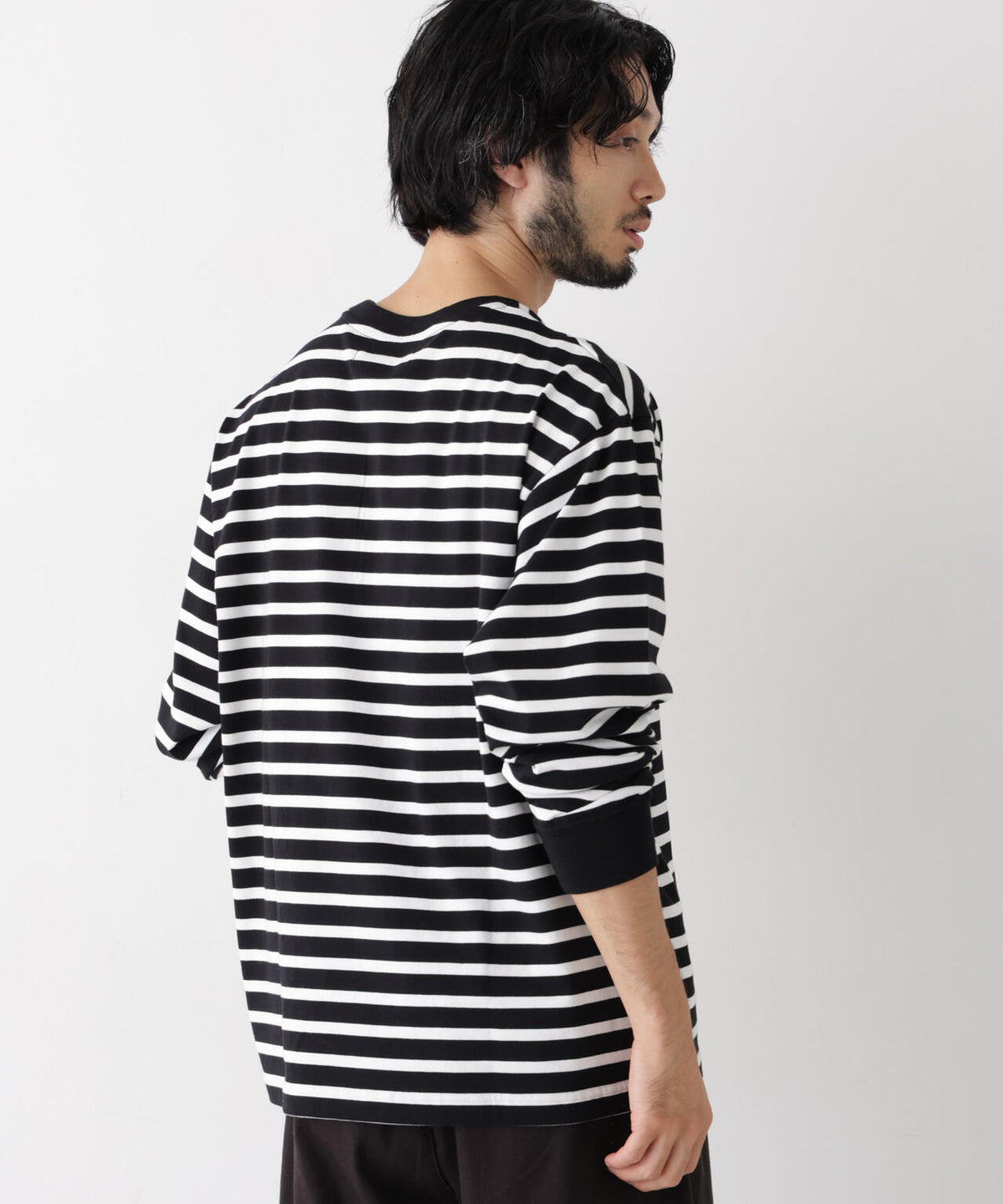 コーマコットン先染めボーダーTシャツ 長袖 6726223210