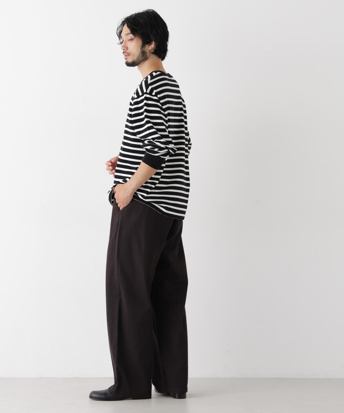 コーマコットン先染めボーダーTシャツ 長袖 6726223210