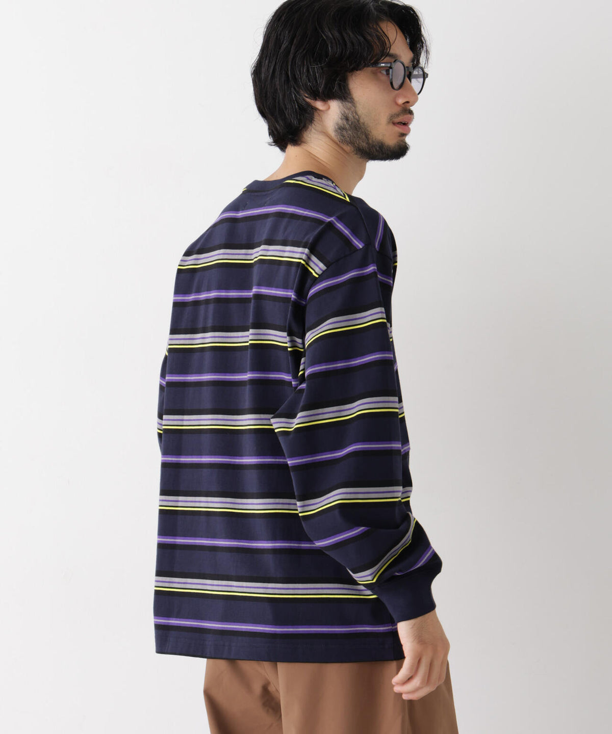 コーマコットン先染めボーダーTシャツ 長袖 6726223210