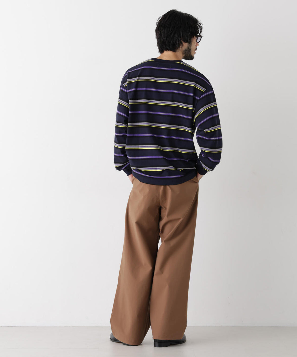 コーマコットン先染めボーダーTシャツ 長袖 6726223210