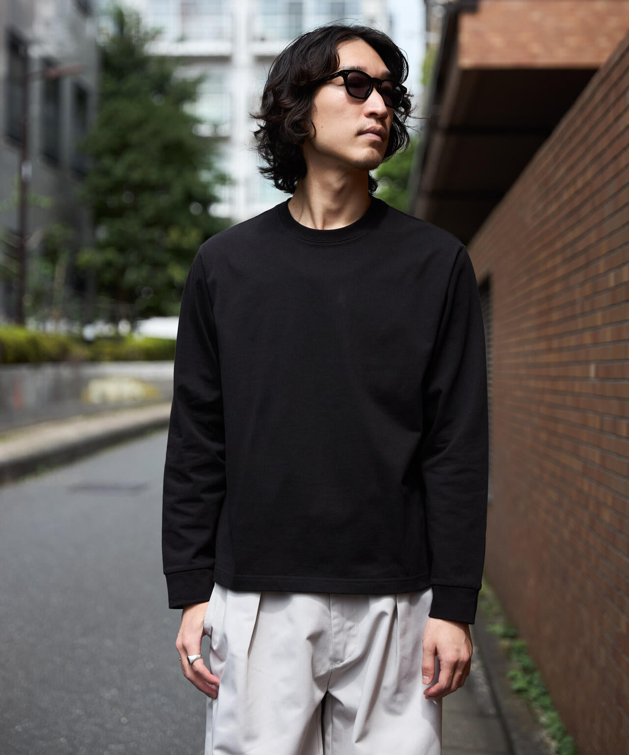 WEB限定/度詰めプレーティングクロップドTシャツ長袖
