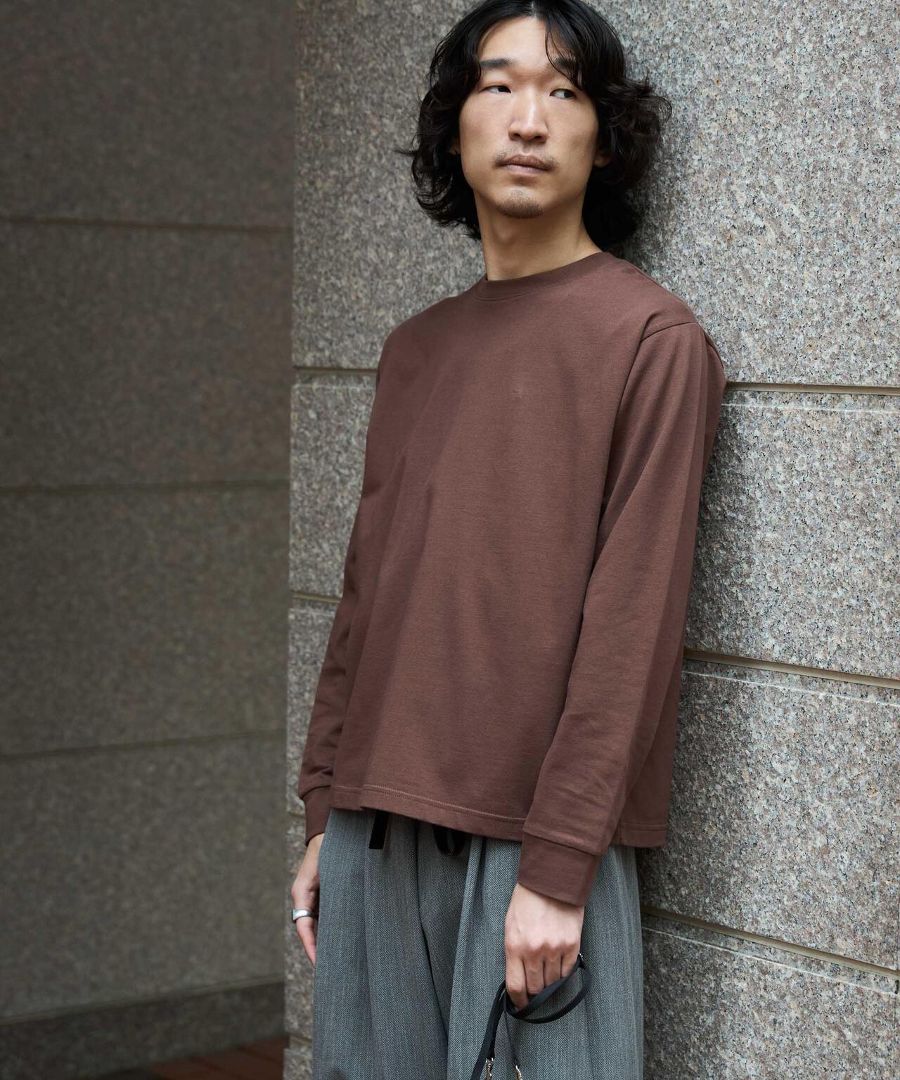 WEB限定/度詰めプレーティングクロップドTシャツ長袖