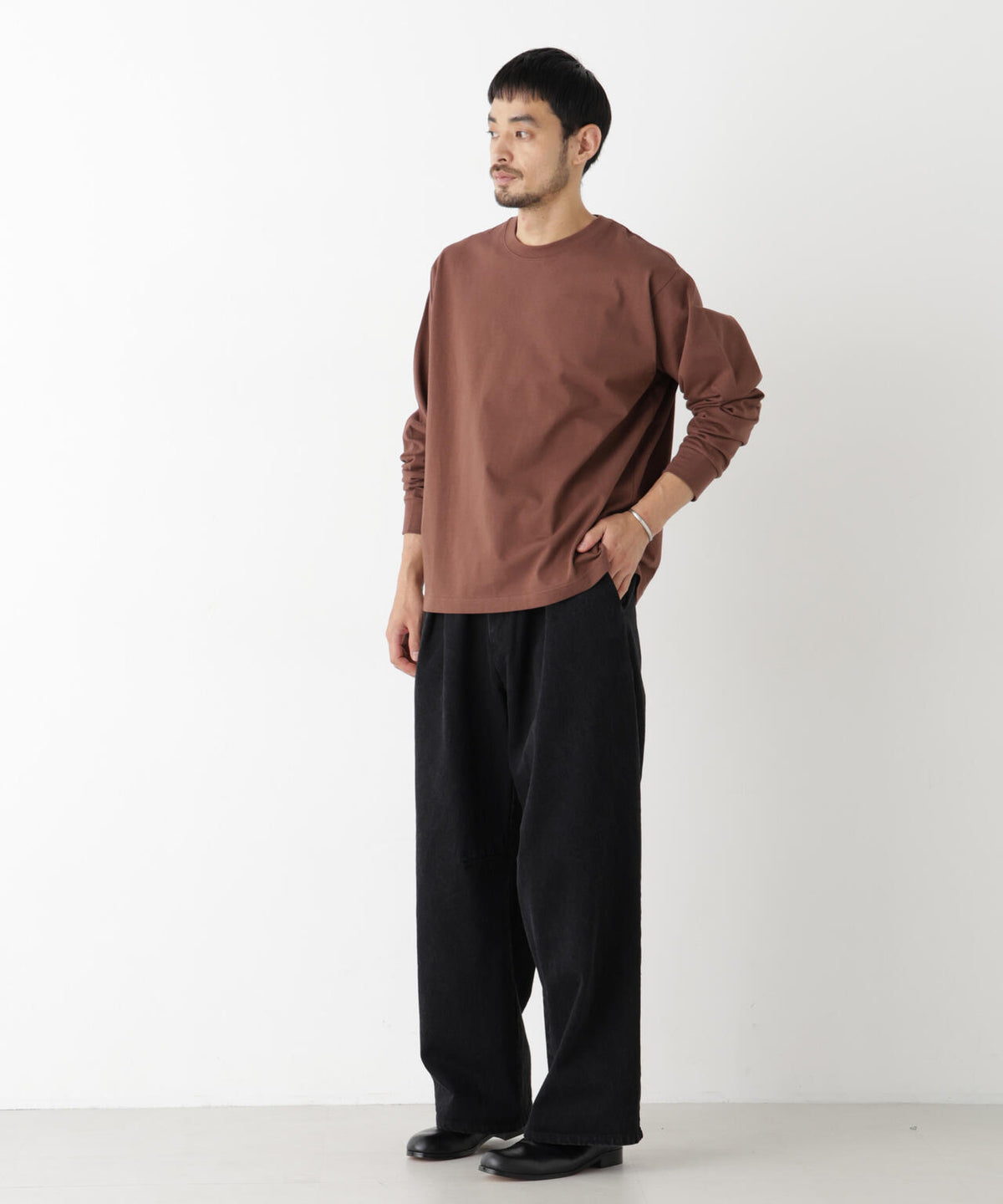 WEB限定/度詰めプレーティングクロップドTシャツ長袖 6726223213