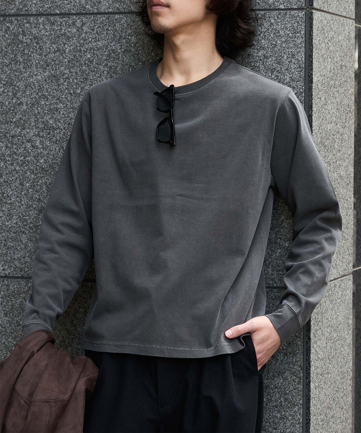 WEB限定/度詰めプレーティングフェードカラークロップドTシャツ長袖 6726223214