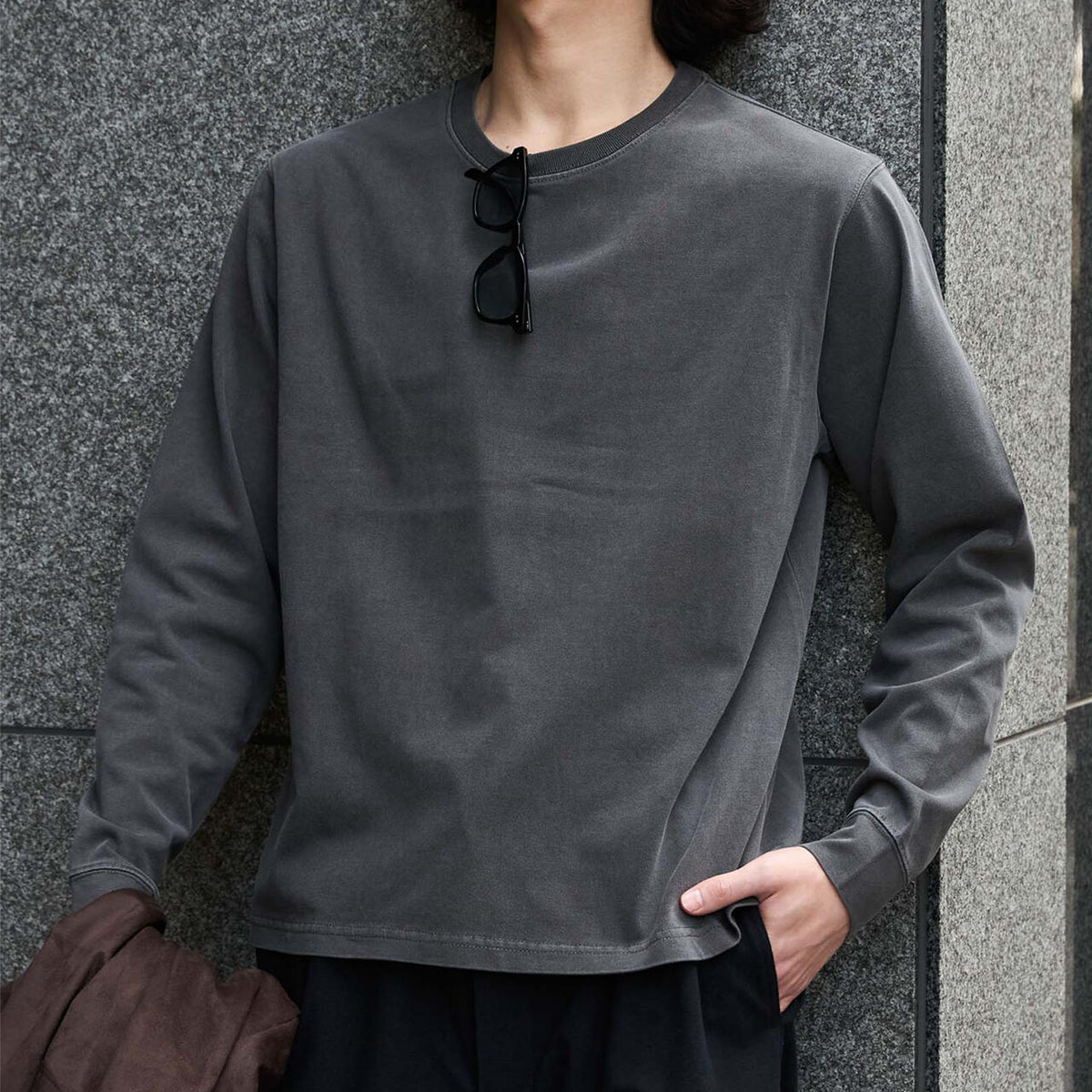 WEB限定/度詰めプレーティングフェードカラークロップドTシャツ長袖