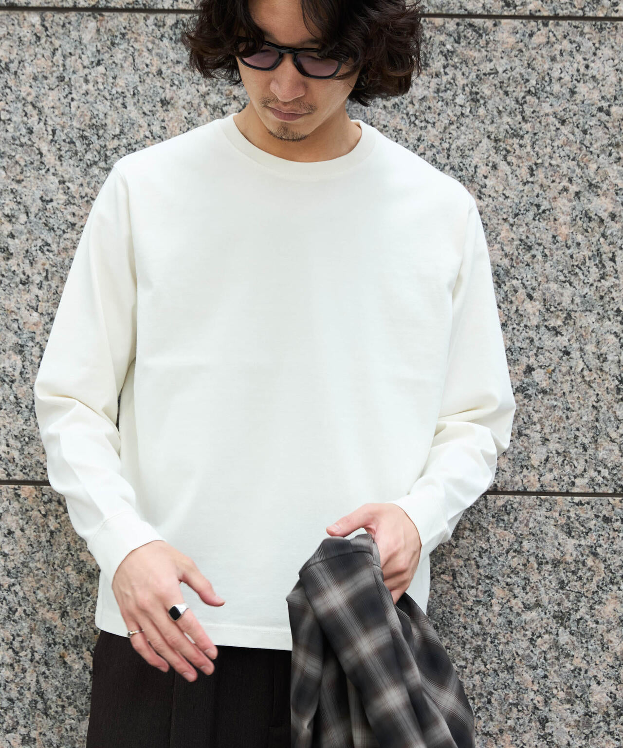WEB限定/度詰めプレーティングフェードカラークロップドTシャツ長袖