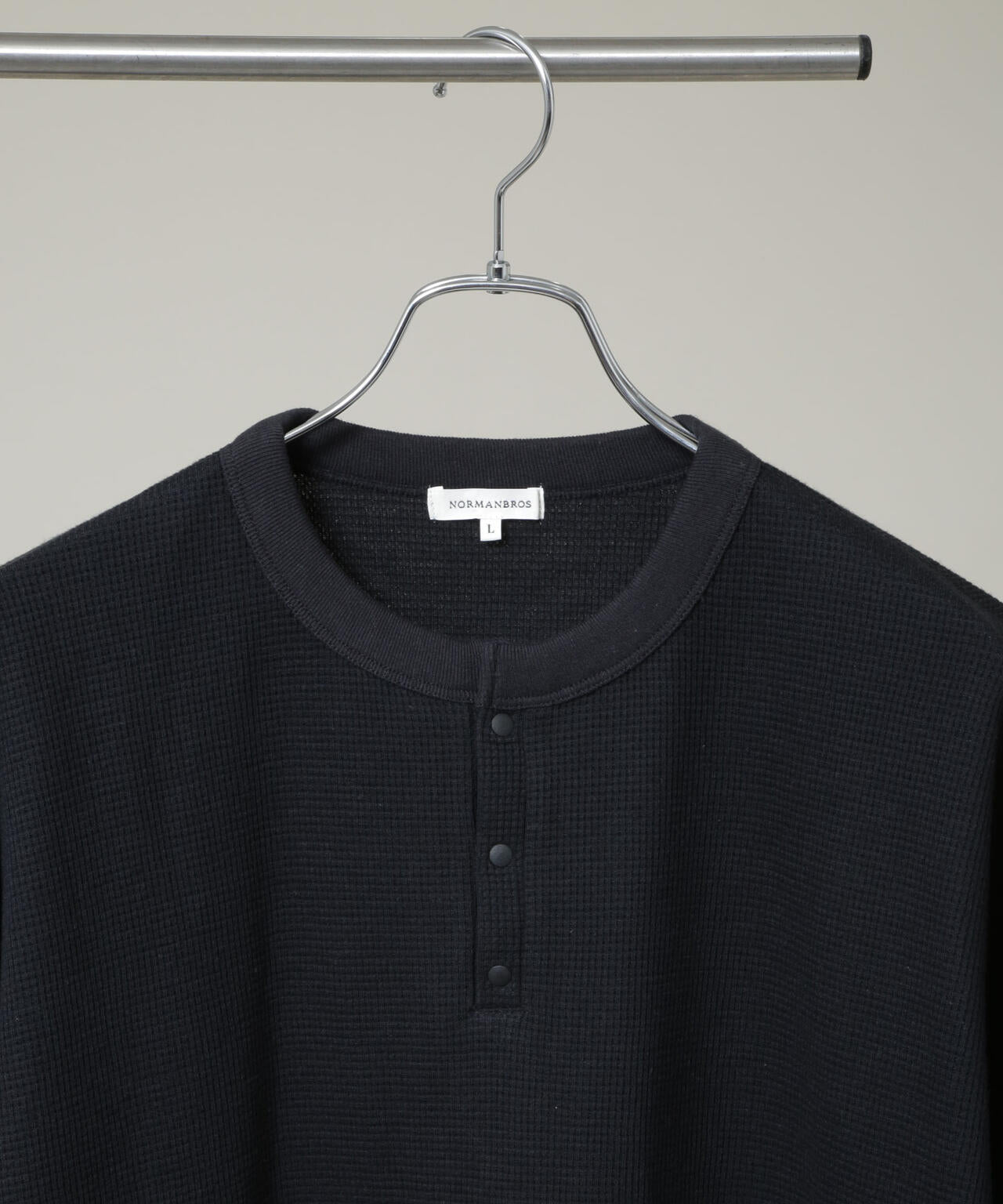 NORMANBROS/ショート丈ワッフルヘンリーネックTシャツ 半袖 6726224001