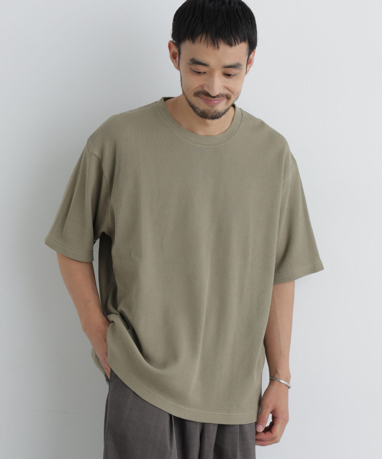 USAコットン×COOLMAX(R) ワッフルワイドTシャツ半袖 6726224207