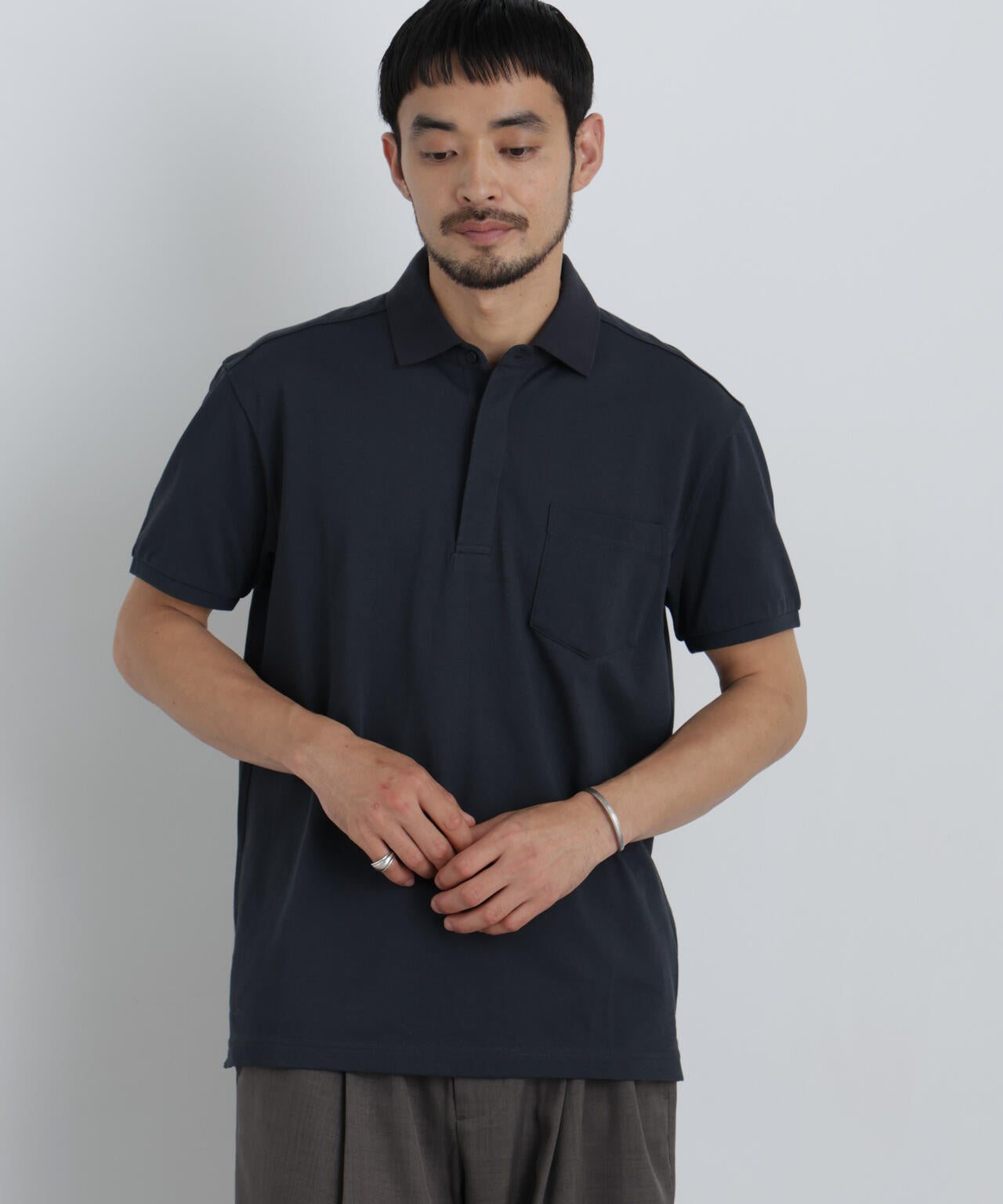 ナノファイン 比翼ポロ 半袖