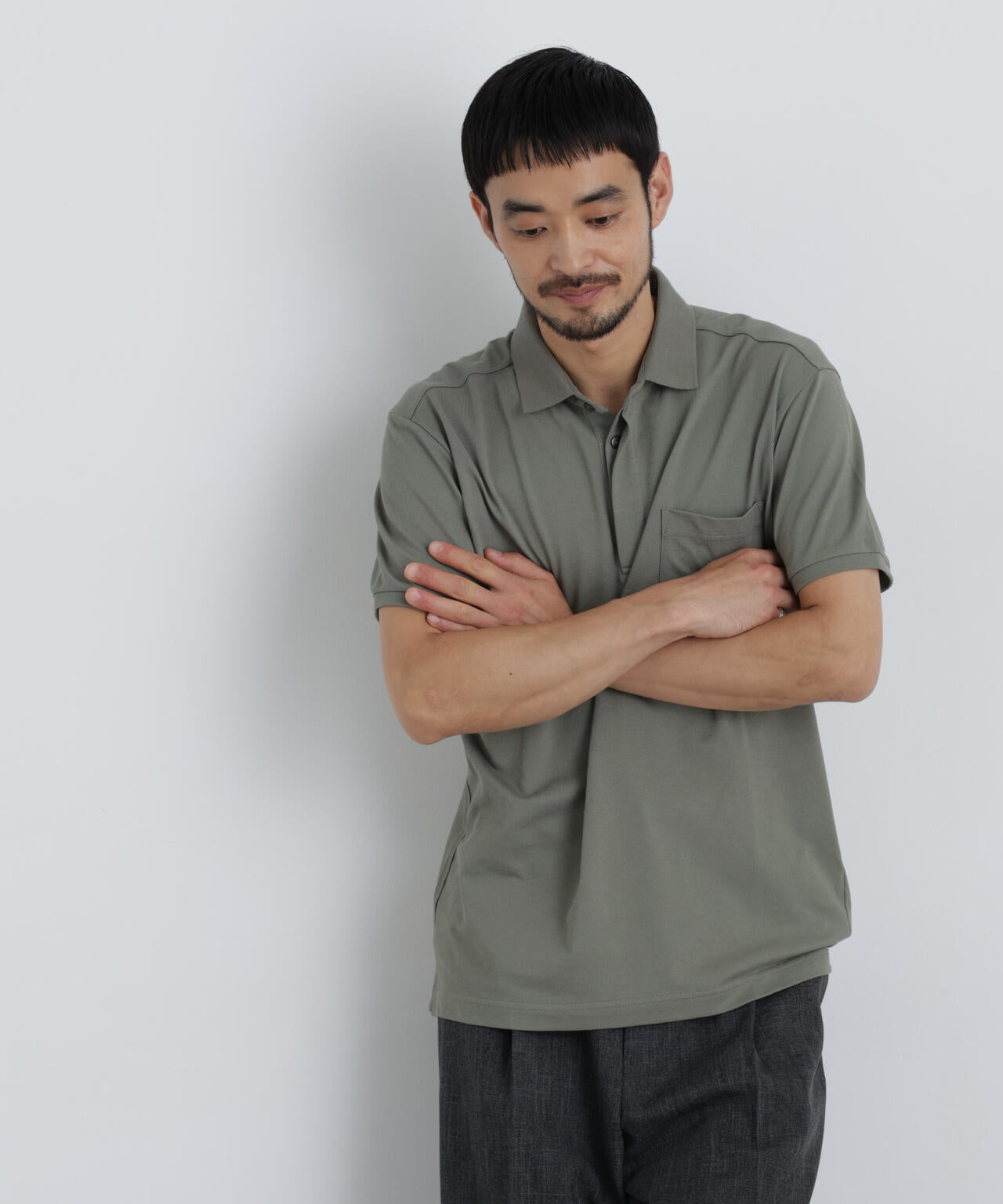 ナノファイン 比翼ポロ 半袖