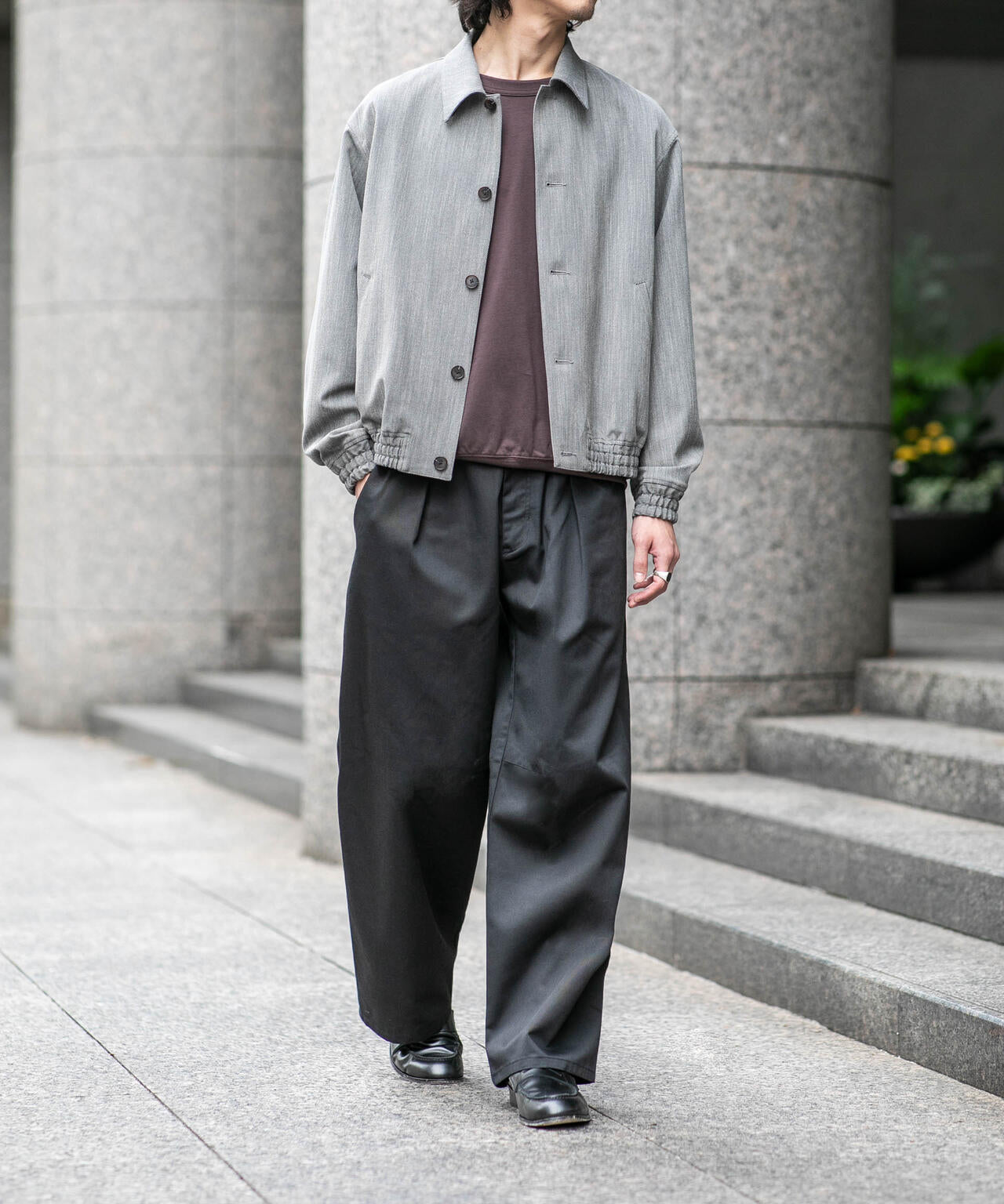 WEB限定/TCツイルワイドタックカーブパンツ 6726227216
