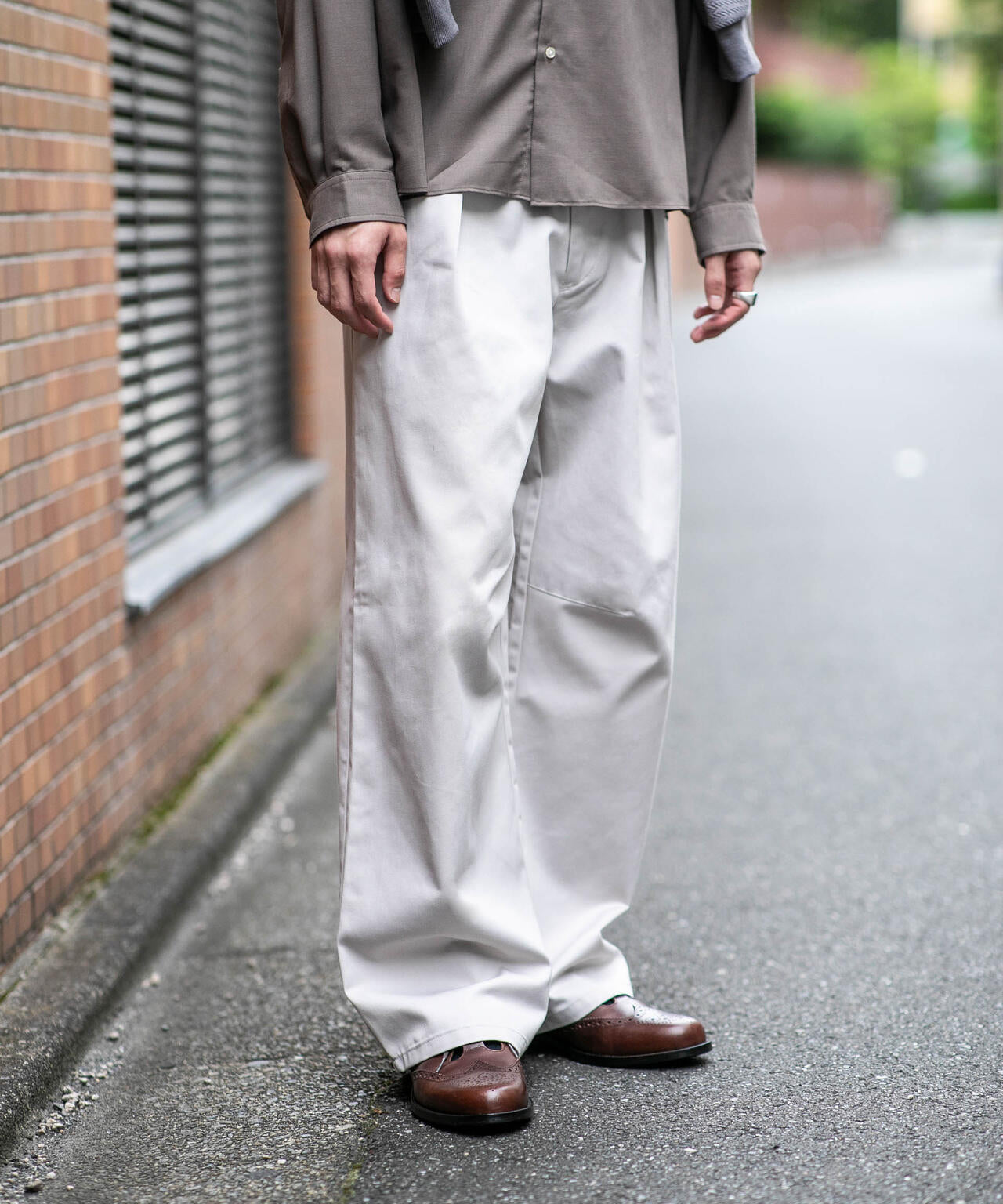 WEB限定/TCツイルワイドタックカーブパンツ 6726227216