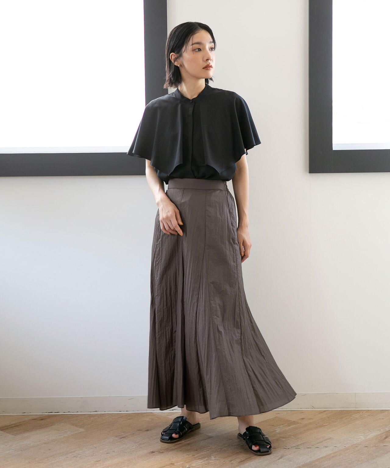 LB.04/ナイロンワッシャーフレアスカート 6732230301