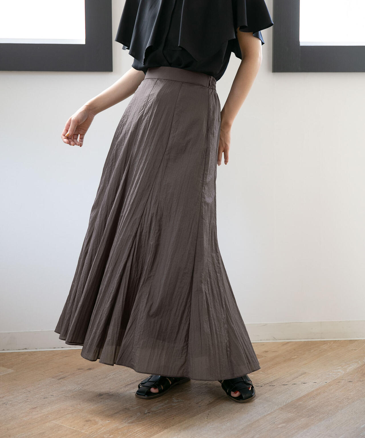 LB.04/ナイロンワッシャーフレアスカート 6732230301