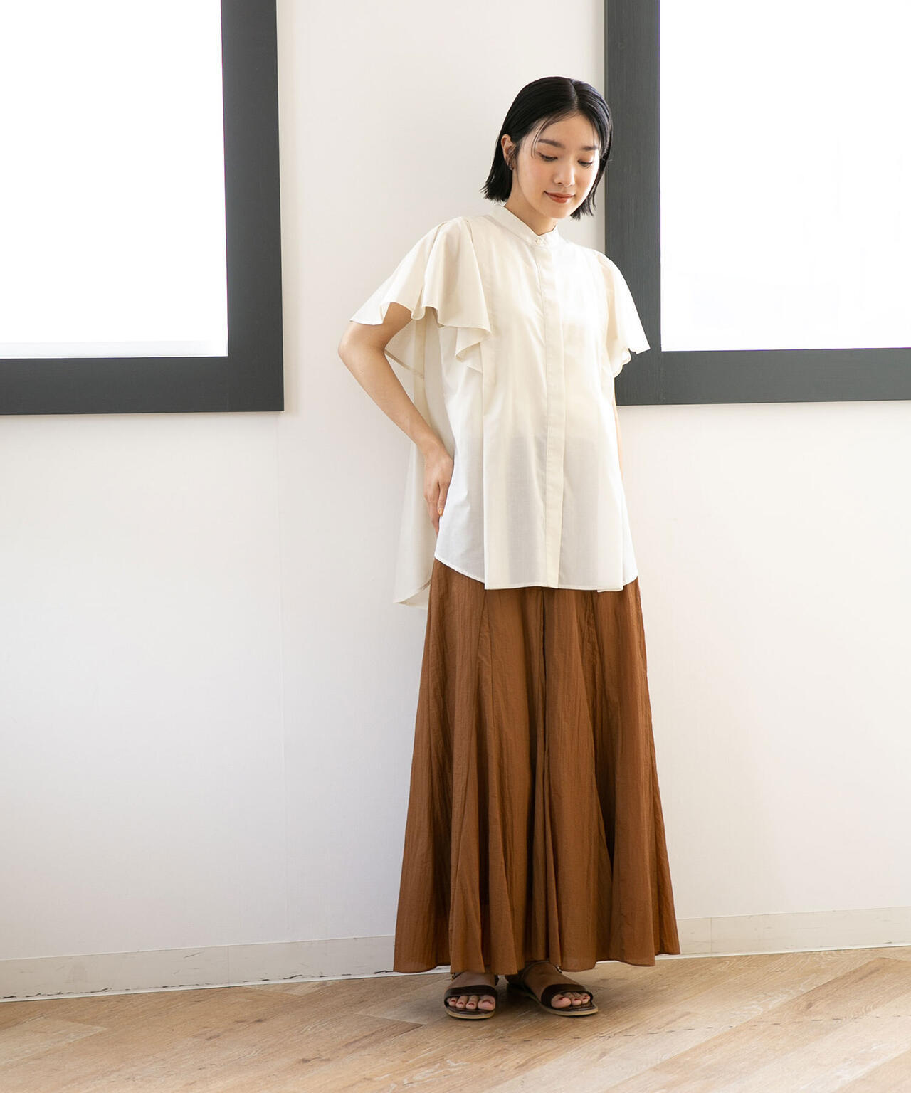 LB.04/ナイロンワッシャーフレアスカート 6732230301